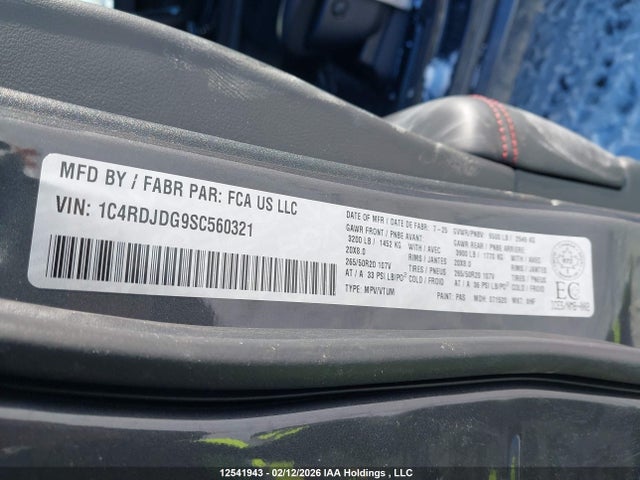 1C4RDJDG9SC560321 Dodge DURANGO GT