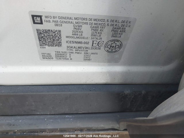 Aukcja sprzedaży 2019 Gmc Terrain Sle, vin: 3GKALMEV3KL153036, numer aukcji: 12541955