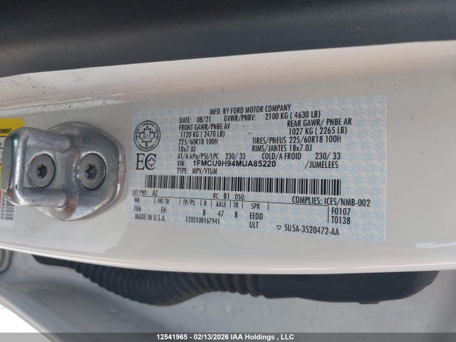 1FMCU9H94MUA85220 Ford ESCAPE SEL