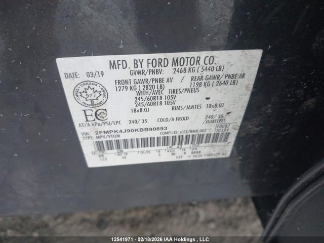 Ford EDGE SEL 2019 2FMPK4J90KBB90893 Image 31