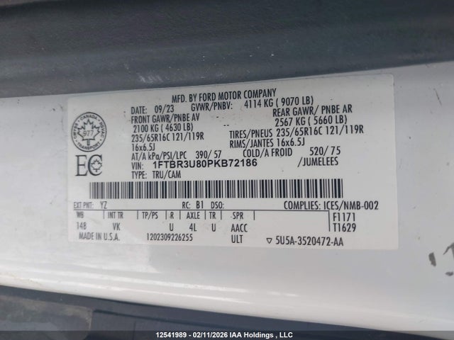 1FTBR3U80PKB72186 Ford Transit T-250