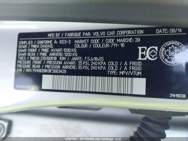 YV4902RK8F2663429 Volvo Xc60 T6 T6