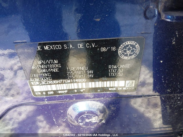 3CZRU6H77GM114806 Honda Hr-v Ex-l