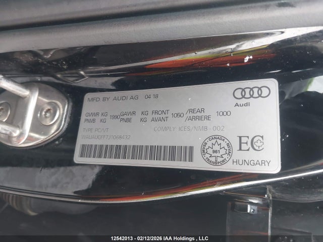 Продаж на аукціоні авто 2018 Audi A3 2.0t Komfort, vin: WAUAUGFF7J1068432, номер лоту: 12542013