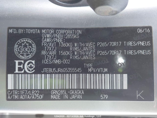 JTEBU5JR6G5355545 Toyota 4RUNNER SR5