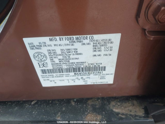 MAJ6S3JLXLC355961 Ford Ecosport Ses