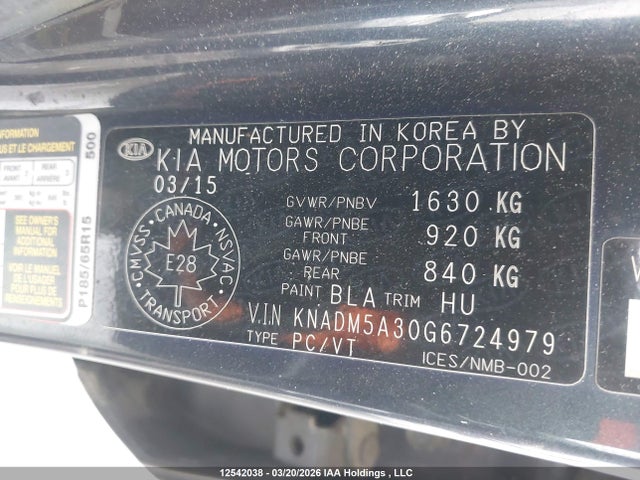 Aukcja sprzedaży 2016 Kia Rio, vin: KNADM5A30G6724979, numer aukcji: 12542038