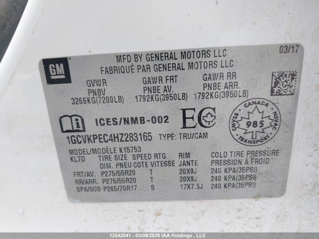 1GCVKPEC4HZ283165 Chevrolet Silverado K1500 Custom