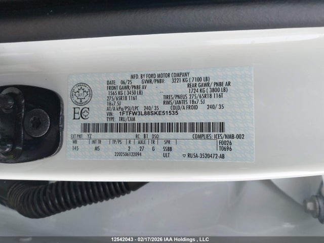 1FTFW3L88SKE51535 Ford F150 Xlt