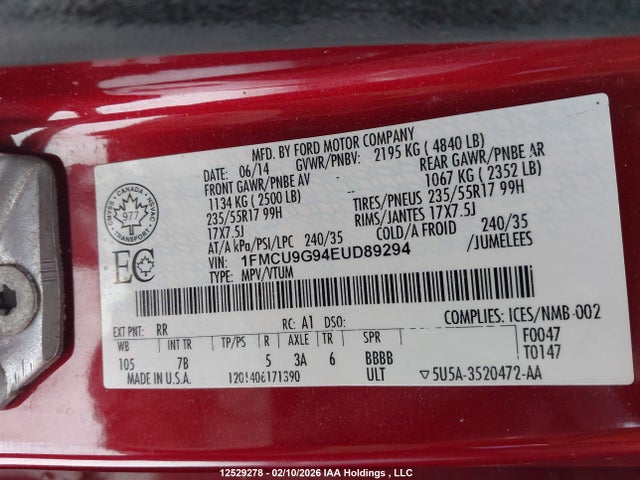 1FMCU9G94EUD89294 Ford ESCAPE SE