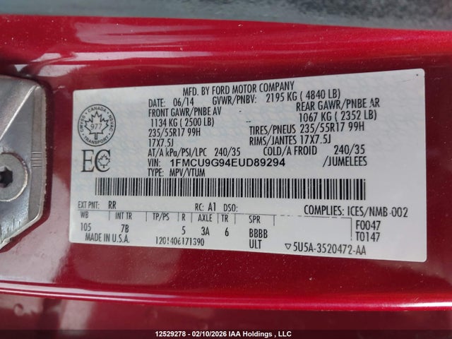 1FMCU9G94EUD89294 Ford ESCAPE SE