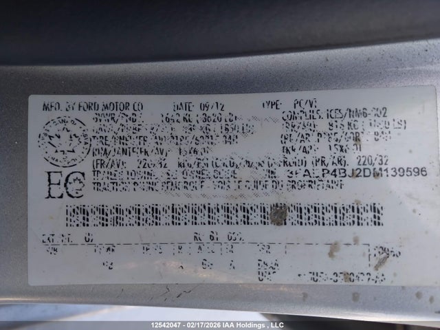 12542047 :رقم المزاد ، 3FADP4BJ2DM139596 vin ، 2013 Ford Fiesta Se مزاد بيع