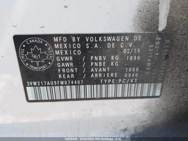 3VW217AU9FM074407 Volkswagen Golf 1.8 Tsi Comfortline/1.8 Tsi Highline/1.8 Tsi Trendline