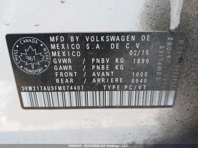 3VW217AU9FM074407 Volkswagen Golf 1.8 Tsi Comfortline/1.8 Tsi Highline/1.8 Tsi Trendline