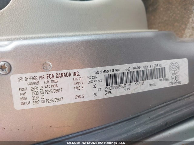 2C4RDGDG3GR345177 Dodge Grand Caravan Crew