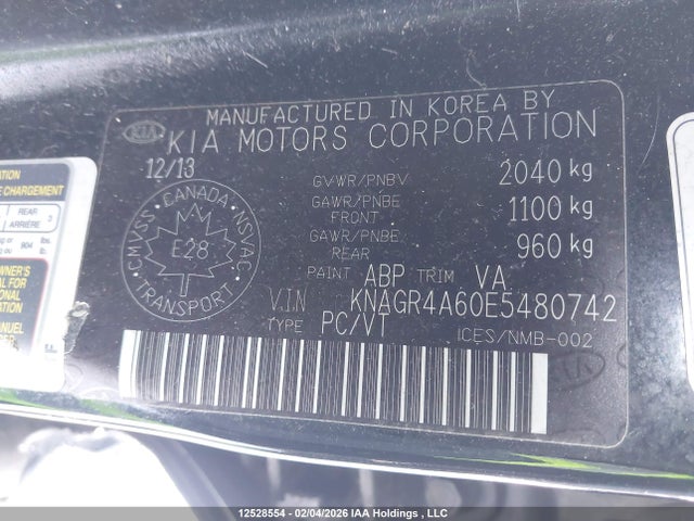 KNAGR4A60E5480742 KIA Optima Sx Turbo