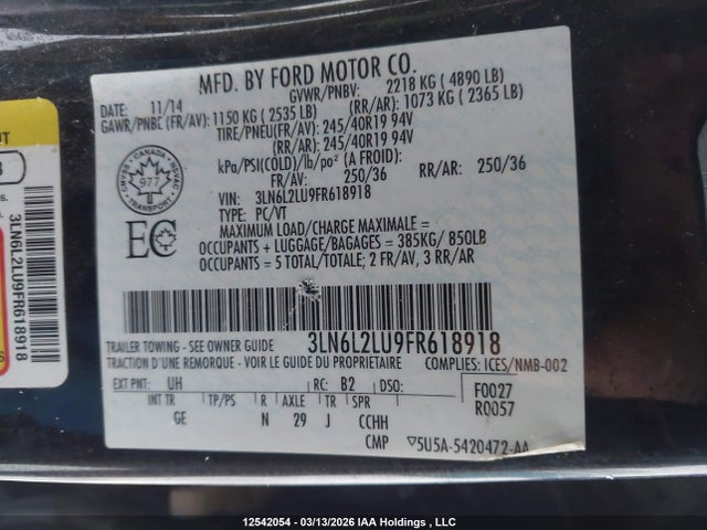 3LN6L2LU9FR618918 Lincoln MKZ HYBRID