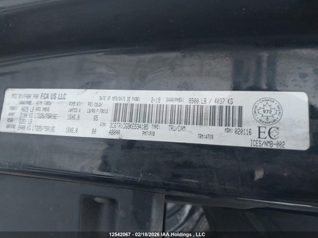 3C6TRVDG9KE534185 RAM Promaster 2500 High Roof