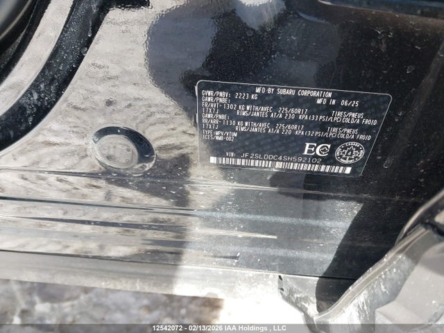 12542072 :رقم المزاد ، JF2SLDDC4SH592102 vin ، 2025 Subaru Forester Touring مزاد بيع