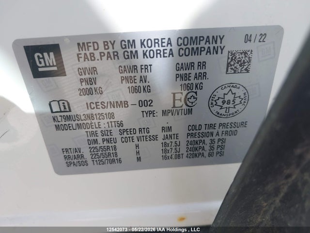 KL79MUSL3NB125108 Chevrolet Trailblazer Rs
