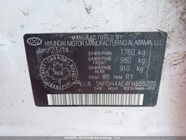 Aukcja sprzedaży 2015 Hyundai Elantra Se/sport/limited, vin: 5NPDH4AE4FH555220, numer aukcji: 12542076