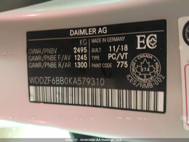 Aukcja sprzedaży 2019 Mercedes-benz E Amg 53 4matic, vin: WDDZF6BB0KA579310, numer aukcji: 12542117