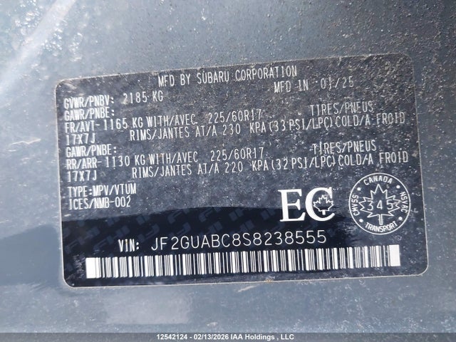 Subaru Crosstrek Convenience 2025 JF2GUABC8S8238555 Image 9