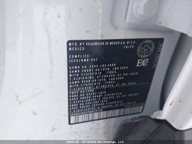 12542128 :رقم المزاد ، 3VVUC7B25TM023129 vin ، 2026 Volkswagen Taos Se مزاد بيع