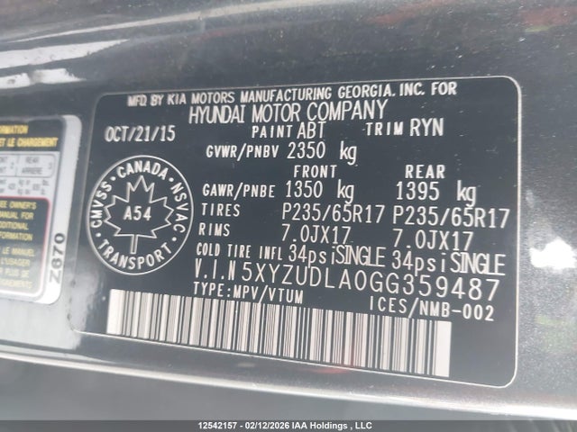 5XYZUDLA0GG359487 Hyundai Santa Fe Sport 2.0t Premium Adventure Edition