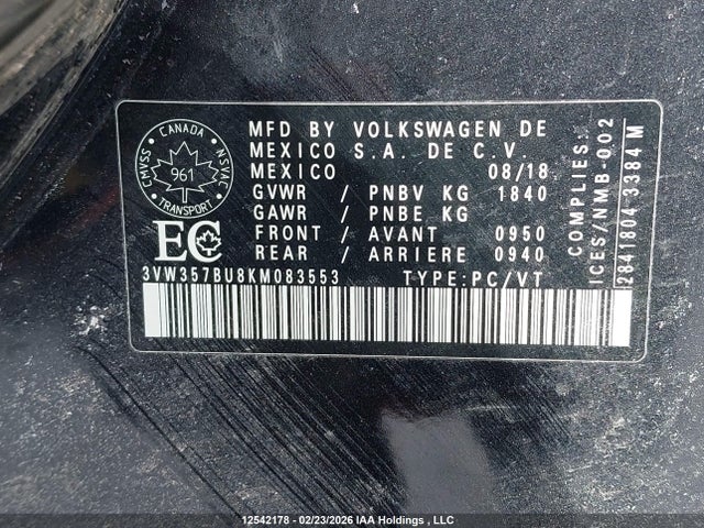 3VW357BU8KM083553 Volkswagen Jetta Execline