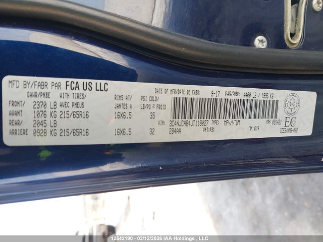 3C4NJCAB4JT118027 Jeep Compass Sport