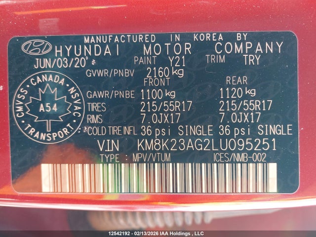 Hyundai Kona Sel 2020 KM8K23AG2LU095251 Image 9