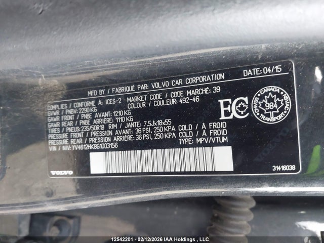 YV4612HK8G1003156 Volvo V60 Cross Country T5 Premier