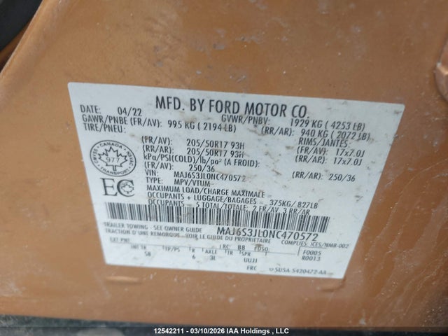 MAJ6S3JL0NC470572 Ford Ecosport Ses