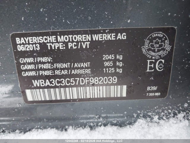 Продаж на аукціоні авто 2013 Bmw 3 Series 320i Xdrive, vin: WBA3C3C57DF982039, номер лоту: 12542248