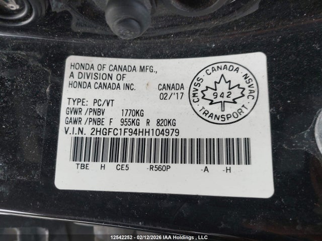 2HGFC1F94HH104979 Honda Civic