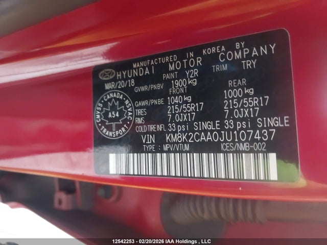KM8K2CAA0JU107437 Hyundai Kona 2.0l Preferred