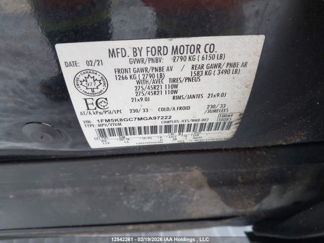 1FM5K8GC7MGA97222 Ford Explorer