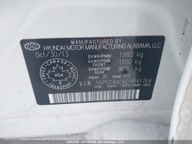 Продаж на аукціоні авто 2014 Hyundai Sonata Se, vin: 5NPEC4AC6EH841764, номер лоту: 12542280