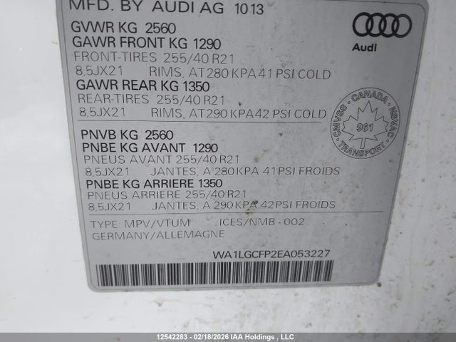 WA1LGCFP2EA053227 Audi Q5 3.0 Technik