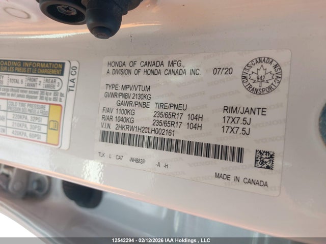2HKRW1H29LH002161 Honda CR-V LX