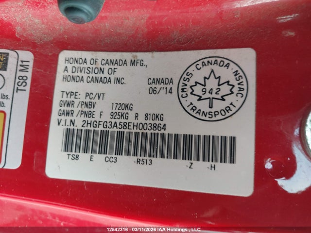 2HGFG3A58EH003864 Honda CIVIC EX