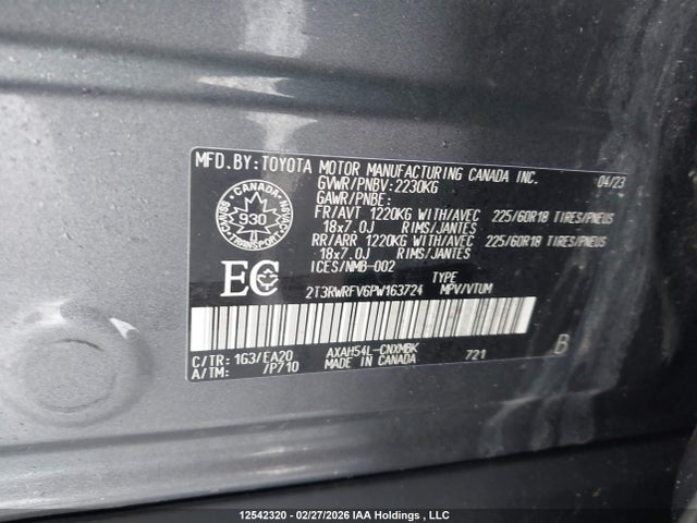 2T3RWRFV6PW163724 Toyota Rav4 Xle/woodland Edition