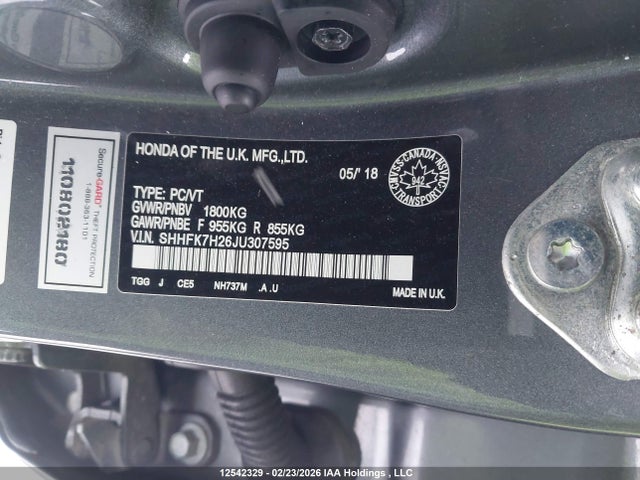 SHHFK7H26JU307595 Honda Civic