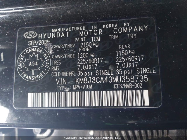 KM8J3CA43MU358735 Hyundai Tucson Preferred Awd With Sun And Leather Package