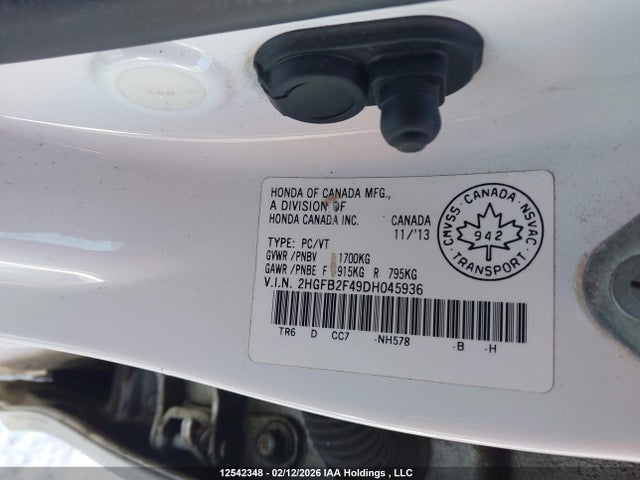 Aukcja sprzedaży 2013 Honda Civic, vin: 2HGFB2F49DH045936, numer aukcji: 12542348
