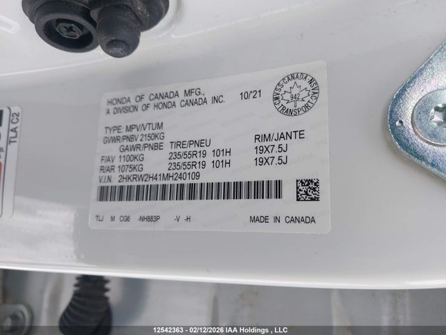 2HKRW2H41MH240109 Honda Cr-v Sport