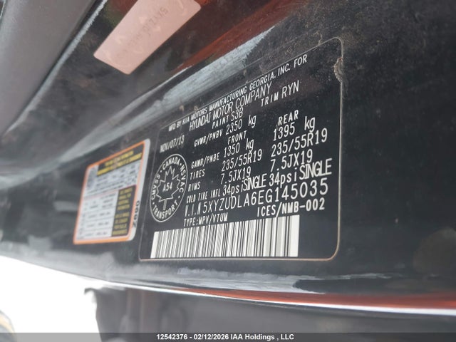 5XYZUDLA6EG145035 Hyundai Santa Fe