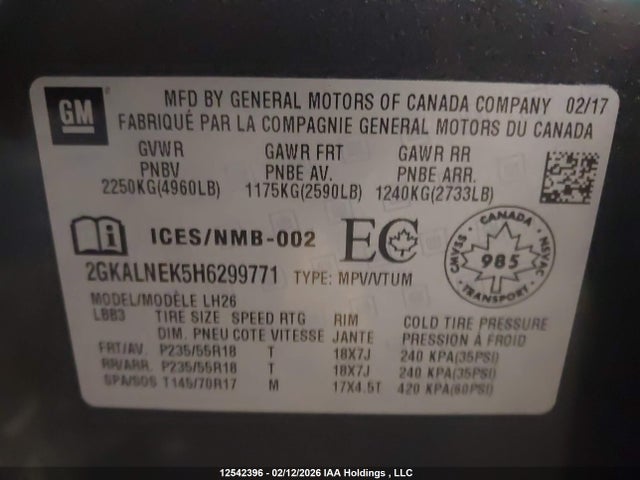 2GKALNEK5H6299771 GMC Terrain Sle