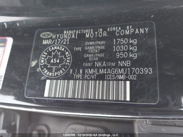 KMHLM4AG6MU170393 Hyundai Elantra
